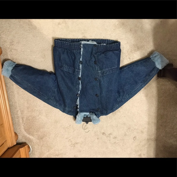 Vintage Denim and Fur Bomber Jacket - Picture 3 of 6